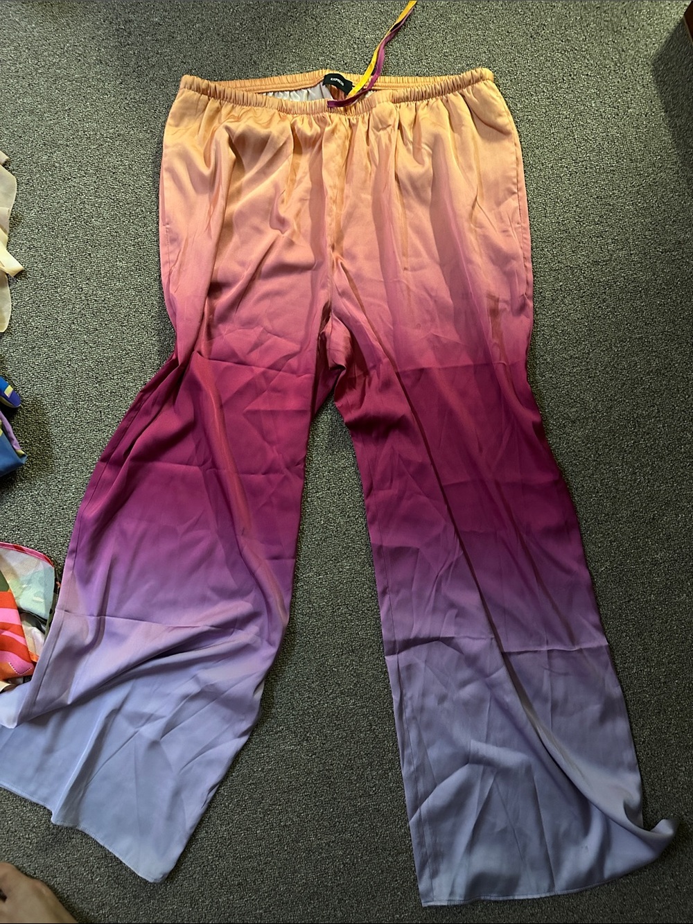 Ombre Wide-Leg Lounge Pants - Yellow to Pink to Lavender